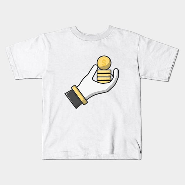 Dollar Coin on Hand Kids T-Shirt by KH Studio